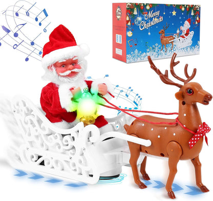 Gfilay Trineo de Papá Noel Animado con Reno y Música